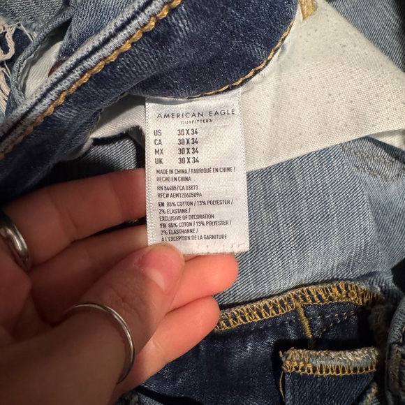 American Eagle Outfitters Men's Ripped Blue Skinny Jeans 30X34 - Picture 4 of 7